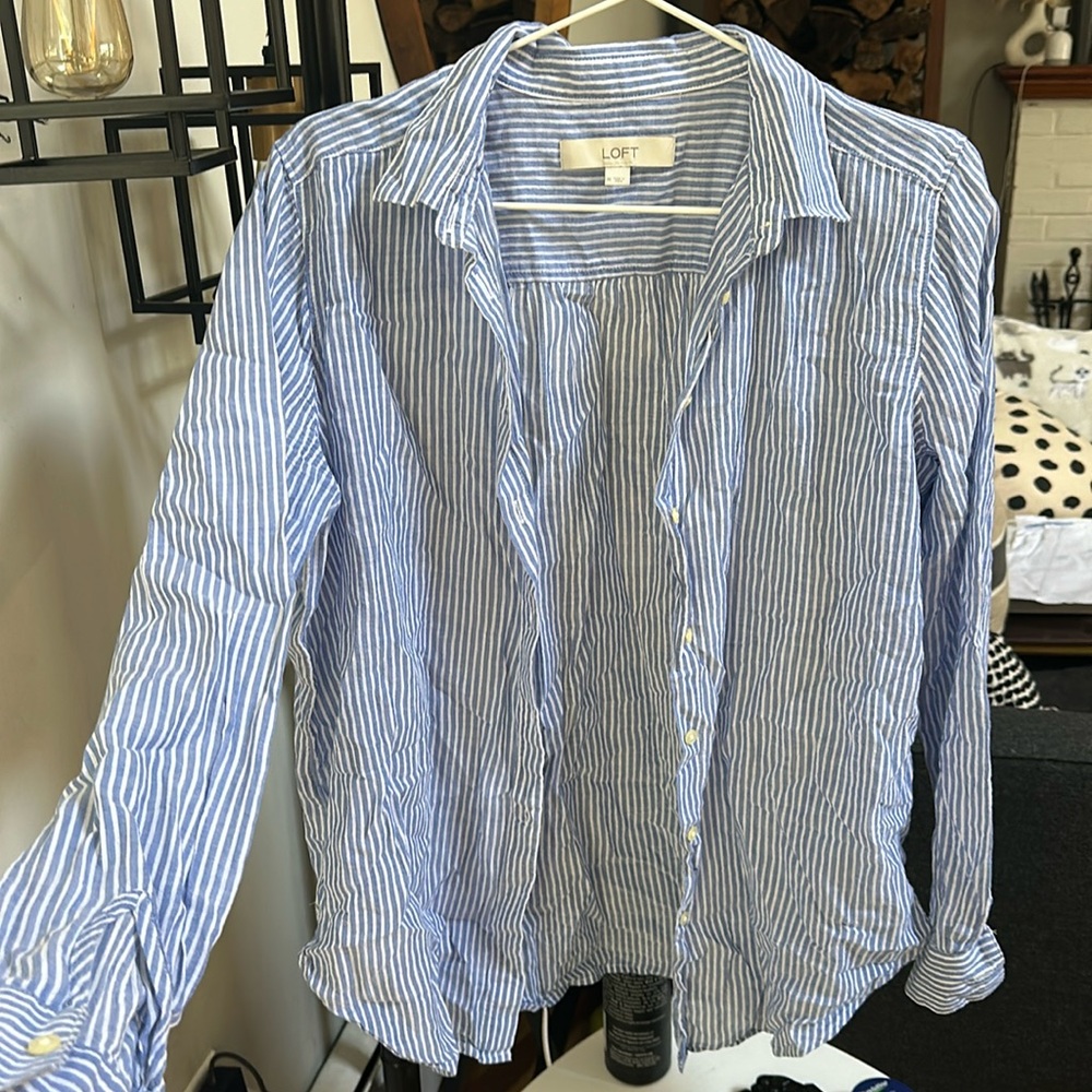 Loft long sleeve blue with white stripes